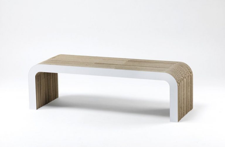 Cardboard Bench White Line Ecoture