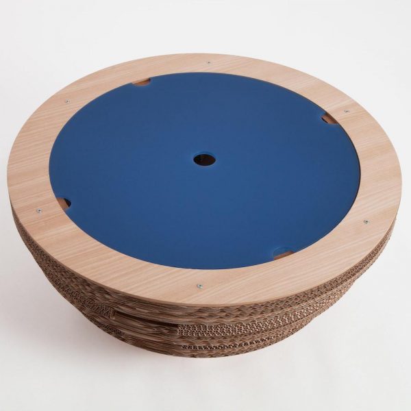 Coffee Table Lamp Cap Blue In Cardboard and Wood - Image 3