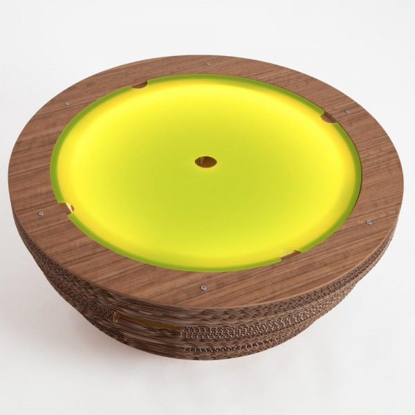 Coffee Table Lamp Cap Green In Cardboard and Wood - Image 4