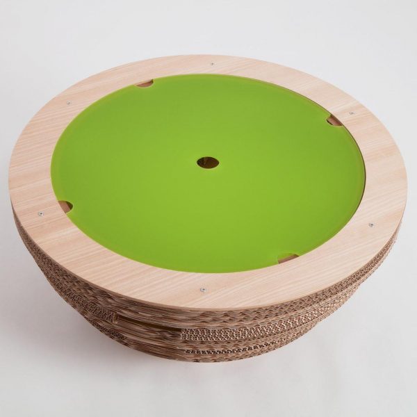 Coffee Table Lamp Cap Green In Cardboard and Wood - Image 2