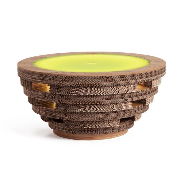 Coffee Table Lamp Cap Green In Cardboard and Wood