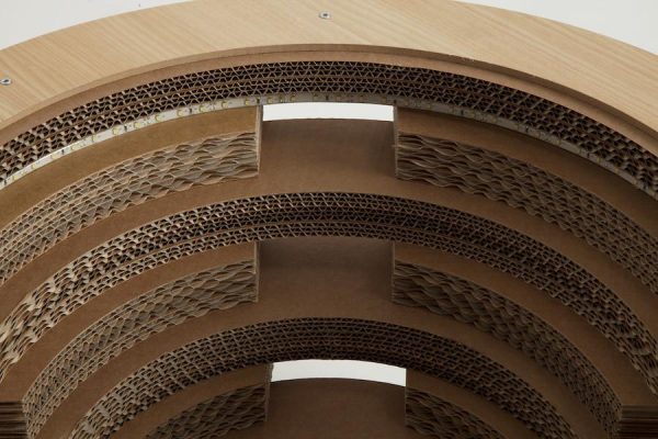 Coffee Table Lamp Cap Blue In Cardboard and Wood - Image 8
