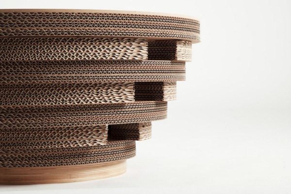 Coffee Table Lamp Cap Blue In Cardboard and Wood - Image 7